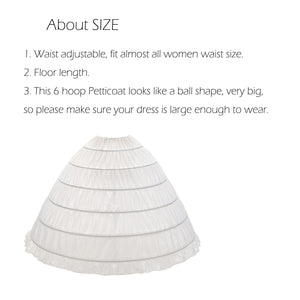 Aprildress Women 6 Hoop Crinoline Petticoat Underskirt for Quinceanera Dress Wedding Gown PPT360