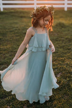 Pink Blue Spaghetti Straps Boho Flower Girl Dresses Kids Ball Gown ALD092