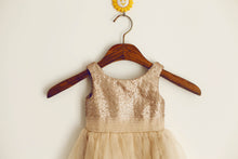 Short Champagne Sequins and Tulle Flower Girl Dresses Tutus ASD003