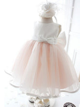White Pink Short Flower Girl Dresses with Bows ASD048