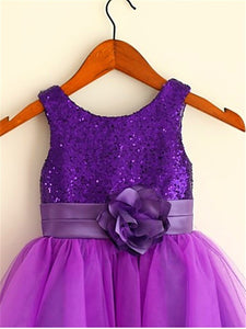 Purple Sequins and Tulle Short Flower Girl Dress Tutus ASD073