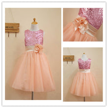 Short Flower Girl Dress Pink Sequins Puffy Tutus ASD021