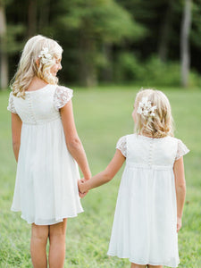 Vintage White Ivory Flower Girl Dresses Lace First Communion Dress ASD098