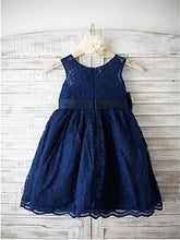 Navy Short Lace Flower Girl Dresses Baby Kids Ball Gown ASD061