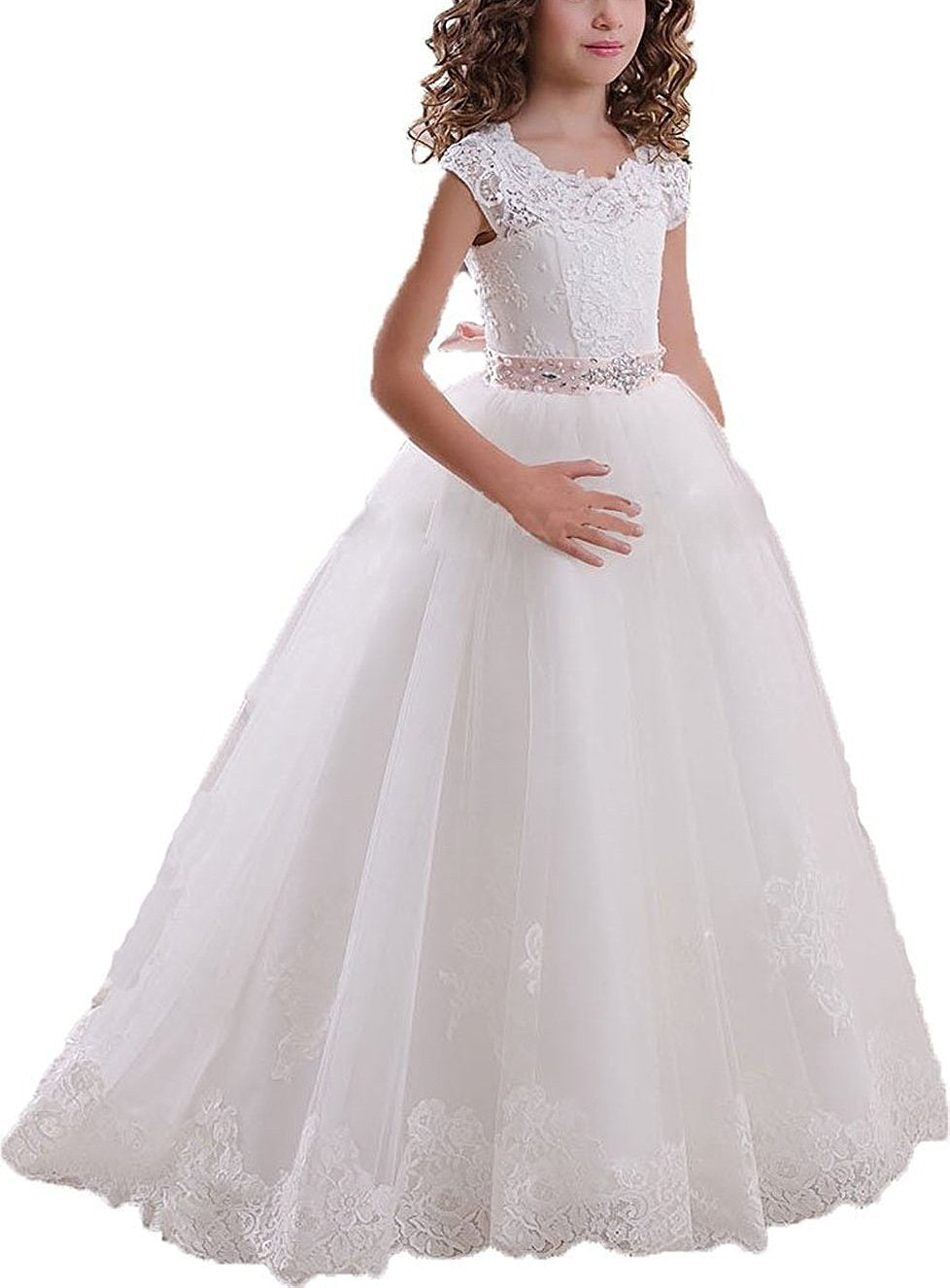 Country White Ivory Lace Flower Girl Dresses Girls' Pageant Dress for Teens PFD031