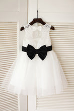 Round Neck Lace Tutus White Ivory Short Flower Girl Dresses ASD013