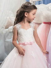 White Pink Lace A Line Flower Girl Dresses Girl's Pageant Dress ALD062