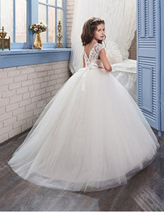 Elegant Long Flower Girl Dress A Line Lace Pageant Dresses MFD010