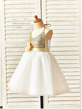 Halt Gold Sequins Short Flower Girl Dress Tutus ASD080