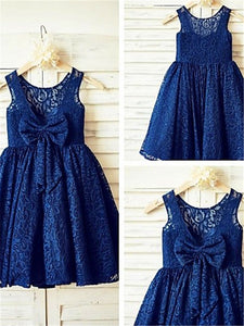 Short Navy Lace Flower Girl Dress little baby Princess Ball Gown ASD072