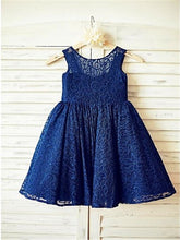 Short Navy Lace Flower Girl Dress little baby Princess Ball Gown ASD072