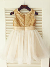 Puffy Gold Sequins Tutus Short Flower Girl Dresses ASD020