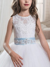 White Blue little Princess Ball Gown Flower Girl Dresses Pageant Dress for Teens ALD073