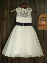 Short Lace Tulle Flower Girl Dresses with Black Belt Tutu Dresses ASD034