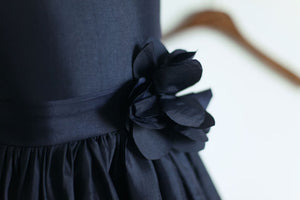 Navy Blue Satin Short Flower Girl Dresses ASD002