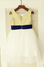 Gold White Tutu Dresses Short Sequins Flower Girl Dresses ASD012