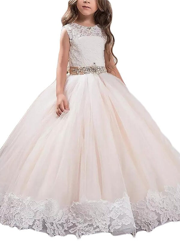 Lace A Line Flower Girl Dress Puffy Girls' Pageant Dresses ALD002