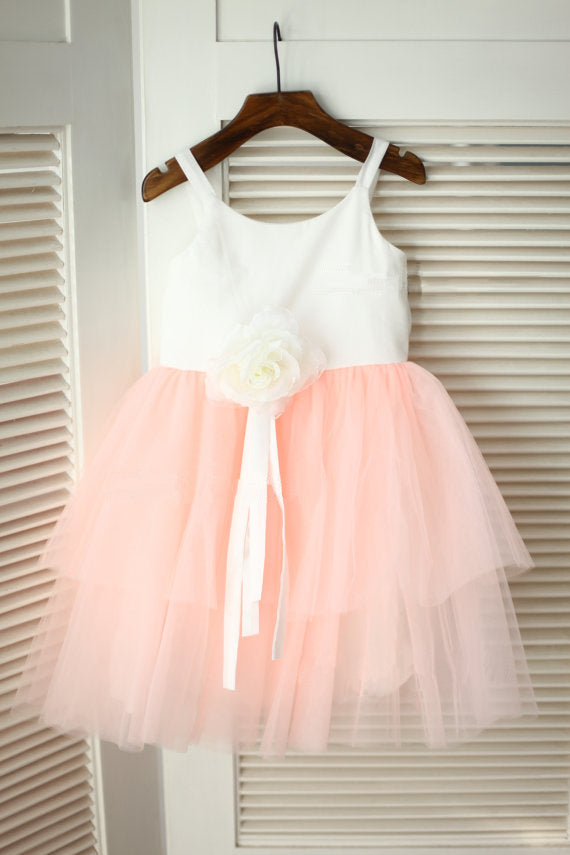 White Pink Tutus Skirt Short Flower Girl Dresses ASD011