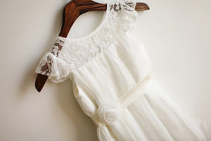 White Ivory Short Flower Girl Dresses First Communion Dress ASD005