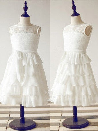 Lace Chiffon Short Tiered Skirt Flower Girl Dresses First Communion Dress ASD081