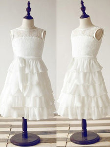 Lace Chiffon Short Tiered Skirt Flower Girl Dresses First Communion Dress ASD081