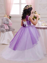 White Purple mixed Flower Girl Dress little Princess Party Pageant Dress ALD059