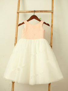 Short Pink White Flower Girl Dresses Cute Tutus ASD032
