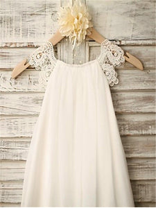 White Ivory Lace Chiffon Flower Girl Dresses First Communion Dress ALD046