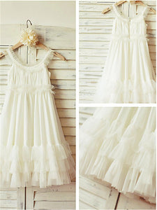 First Communion Dress Cute White Ivory Baby Kids Flower girl Dresses ASD075