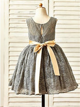 Grey Short Lace Flower Girl Dress for Wedding Kids Princess Ball Gown ASD059