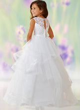 White Ivory Lace Ruffles Flower Girl Dresses Kids Child Pageant Dress ALD091