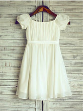 White Ivory First Communion Dress Puff Sleeve Flower Girl Dresses ASD065