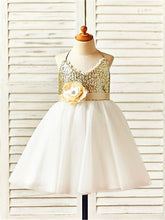 Halt Gold Sequins Short Flower Girl Dress Tutus ASD080