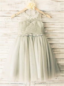 Short Grey Flower Girl Dress Tutus For Wedding Kids Princess Gown ASD056