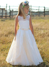 White Ivory Lace Flower Girl Dresses for Wedding Kids Princess Gown ALD094