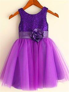 Purple Sequins and Tulle Short Flower Girl Dress Tutus ASD073
