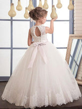 White Ivory First Communion Dress Lace Long Flower Girl Dresses ALD003