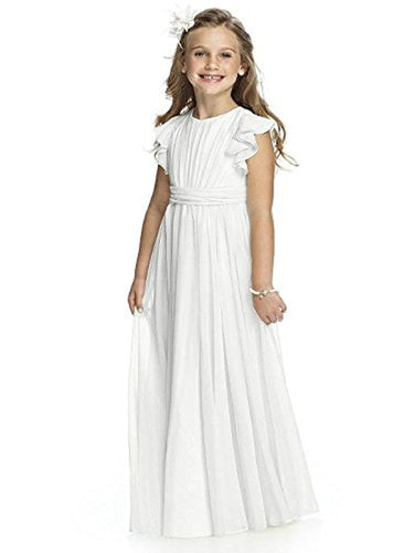 First Communion Dress Long Chiffon Flower Girl Dress ALD026