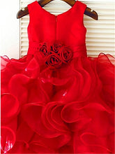 Hot Red Ruffles Organza Satin Flower girl Dresses Girls Pageant Gown ALD047