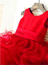 Hot Red Ruffles Organza Satin Flower girl Dresses Girls Pageant Gown ALD047