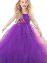 Purple Long Tulle Flower Girl Dress Tutus Baby Birthday Party Dress ALD067