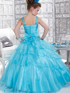 Blue Ruffles Flower Girl Dresses Kids Princess Party Pageant Dress for Teens ALD079