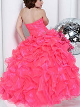 Hot Pink Ruffles Halt V Neck Flower girl Dress Kids Princess Pageant Dresses ALD081