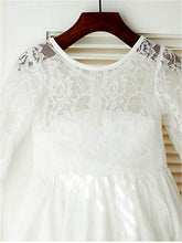 First Communion Dresses with Long Sleeve White Ivory Flower girl Dress ALD084