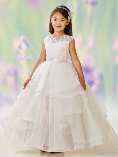 White Ivory Lace Ruffles Flower Girl Dresses Kids Child Pageant Dress ALD091