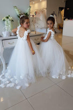 White Ivory Tulle Flower Girl Dresses with Petals ALD096