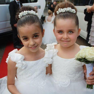 White Ivory Tulle Flower Girl Dresses with Petals ALD096