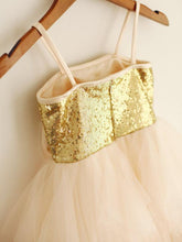 Gold Champagne Sequins Tutus Short Flower Girl Dresses ASD007