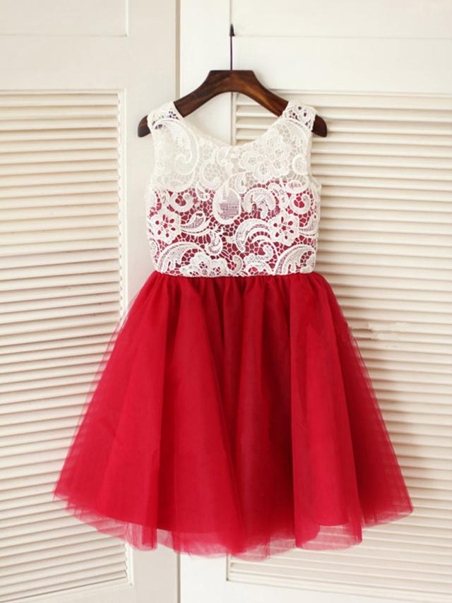 Short Lace Tulle Burgundy Flower Girl Dresses Cute Tutu Dress ASD022