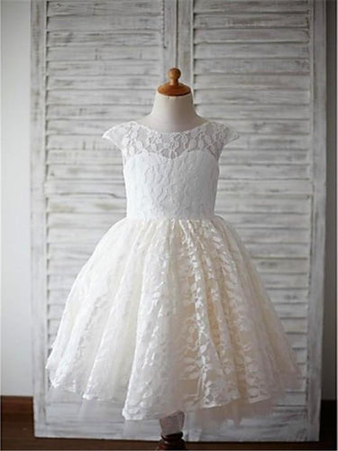 White Ivory Lace Short Flower Girl Dress little Baby Princess Ball Gown ASD051